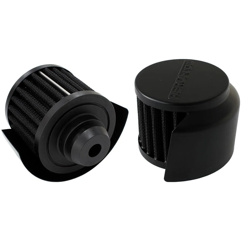 Aeroflow Push In Breather w/Shield 3" OD, 2.5" High - Black Top