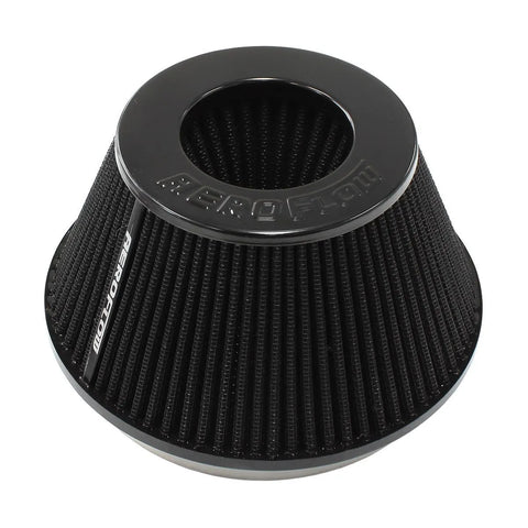 Aeroflow 6" Clamp-On Tapered Filter - 7.6" - 4.7" O.D, 4" High - Black