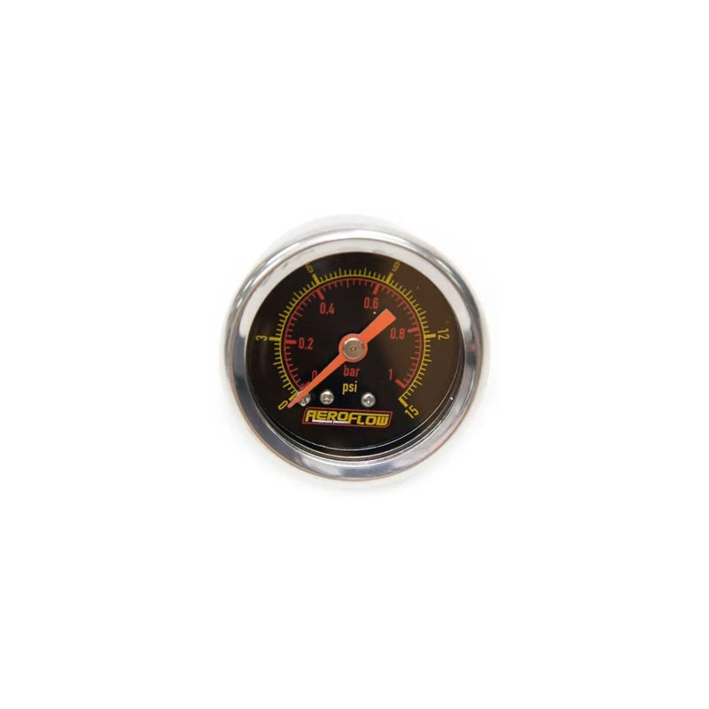 Aeroflow AF30-200Y 1/2" 0-15 PSI Pressure Gauge