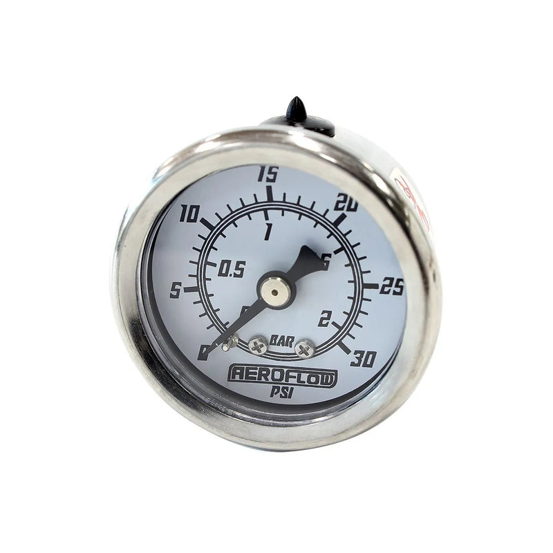 Aeroflow 1 1/2" 0-30 PSI Pressure Gauge - White Face/Black Pointer