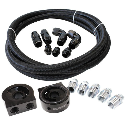 Aeroflow Oil Cooler Line Kit - 3m Braided Hose and Uni Oil Filter Sandwich Plate