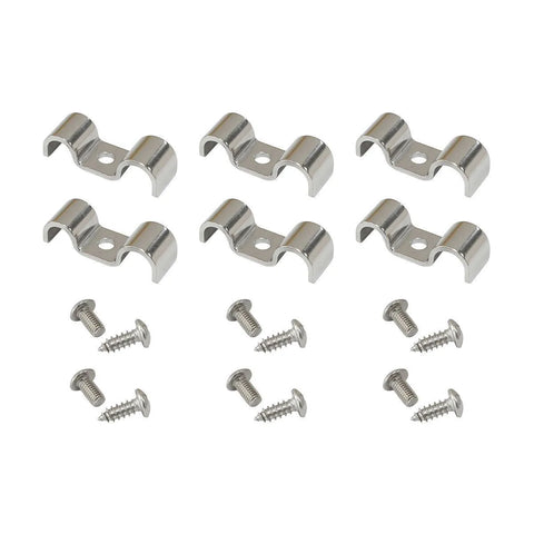 Aeroflow 3/16" and 3/8" Dual Hard Line Clamps - Stainless Steel - 6 Pack