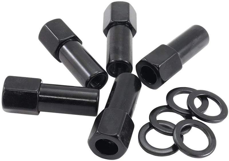 Aeroflow 1.380" Shank Open Black Wheel Nuts - 7/16-20"