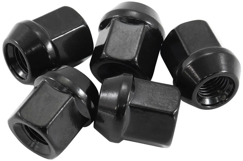 Aeroflow Acorn Short Open Black Wheel Nuts - M12 x 1.25mm