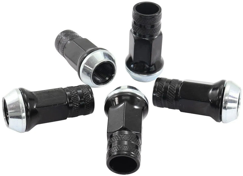 Aeroflow Acorn Long Open Black Wheel Nuts - M12 x 1.50mm