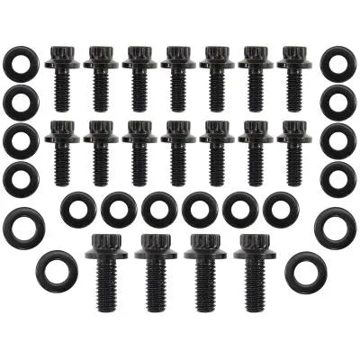 Aeroflow 1 Piece Gasket Oil Pan Bolt Kit - Black Finish (Small Block Chevy) — fits Chevrolet Camaro Gen 1