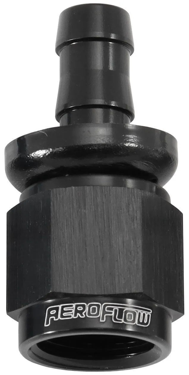 Aeroflow 510 Series Full Flow Tight Radius Push Lock Straight Hose End -6AN To 5/16" - Black