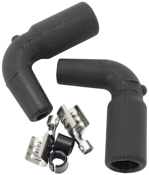 Aeroflow Xpro Silicone 90° Coil Boots & Terminals - Black Pack of 2