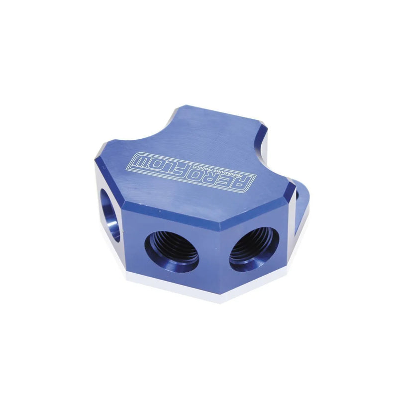 Aeroflow AF454-10-08-XPX Billet 4 Port ORB Y-Block | Kren Offroad NZ