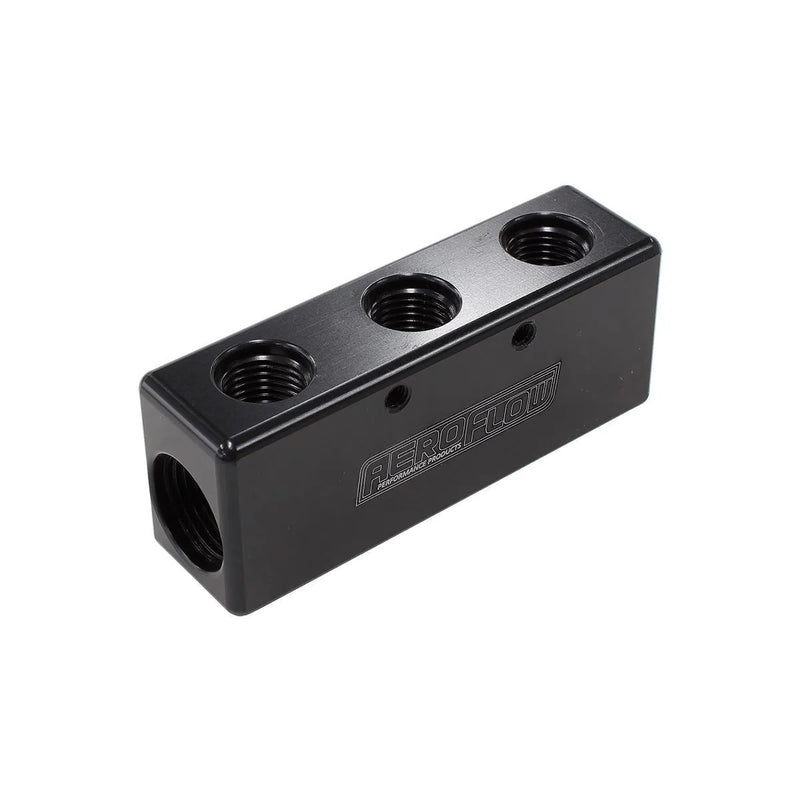 Aeroflow Billet 5 Port Fuel Log - 3 x -6ORB, 2 x -8ORB - Black