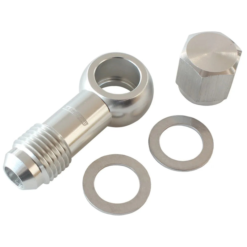 Aeroflow 90 Deg Fuel Pump Banjo Kit -6AN - Silver