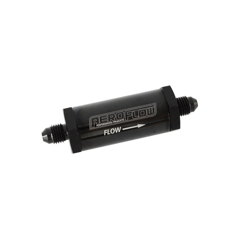 Aeroflow Long In-Line Fuel and Oil Filter w/30 Micron Element -3AN - Black