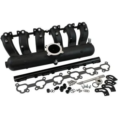 Aeroflow Intake Manifold -8ORB Fuel Rails Suit 14mm 3/4" Length Fuel Injectors (Falcon FG Barra) - Black Finish