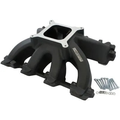 Aeroflow Cathedral Port Carburettor Hi Rise Single Plane Non-EFI Intake Manifold (GM LS) - Black Finish