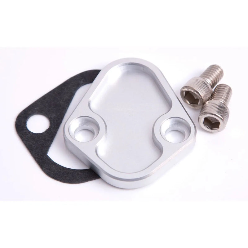 Aeroflow Billet Fuel Pump Block Off - Silver (SB/BB Chev)