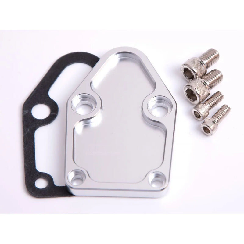 Aeroflow Billet Fuel Pump Block Off Plate - Silver (SB Chevorlet)