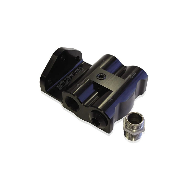 Aeroflow Billet Remote Oil Filter Head -8 ORB - Black