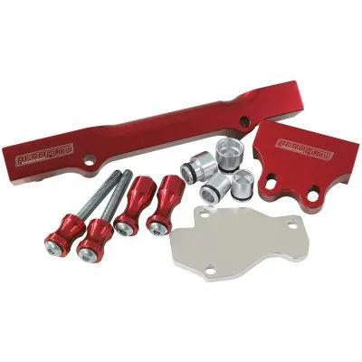 Aeroflow Billet EFI Fuel Rails Suit 14mm Short Fuel Injectors -8ORB Ports (Mazda Series 6 7 8 13B) - Red