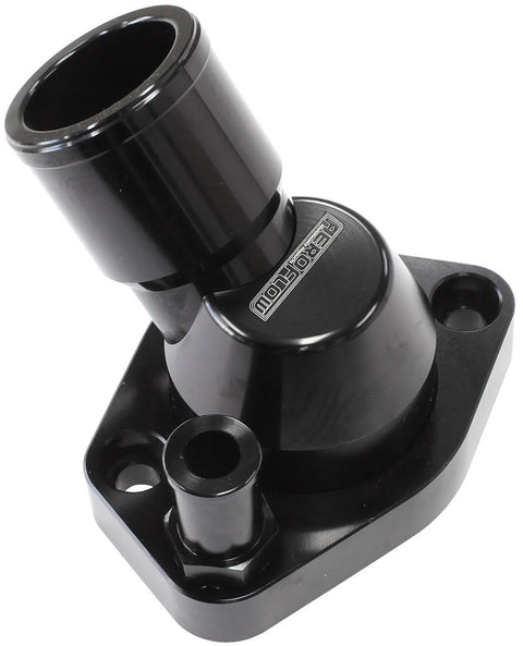 Aeroflow Billet 45° Swivel Thermostat Housing - Black Finish