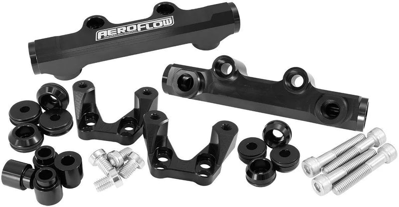 Aeroflow Top Feed Conversion Billet EFI Fuel Rail - Black (Subaru EJ20) — fits Subaru Impreza