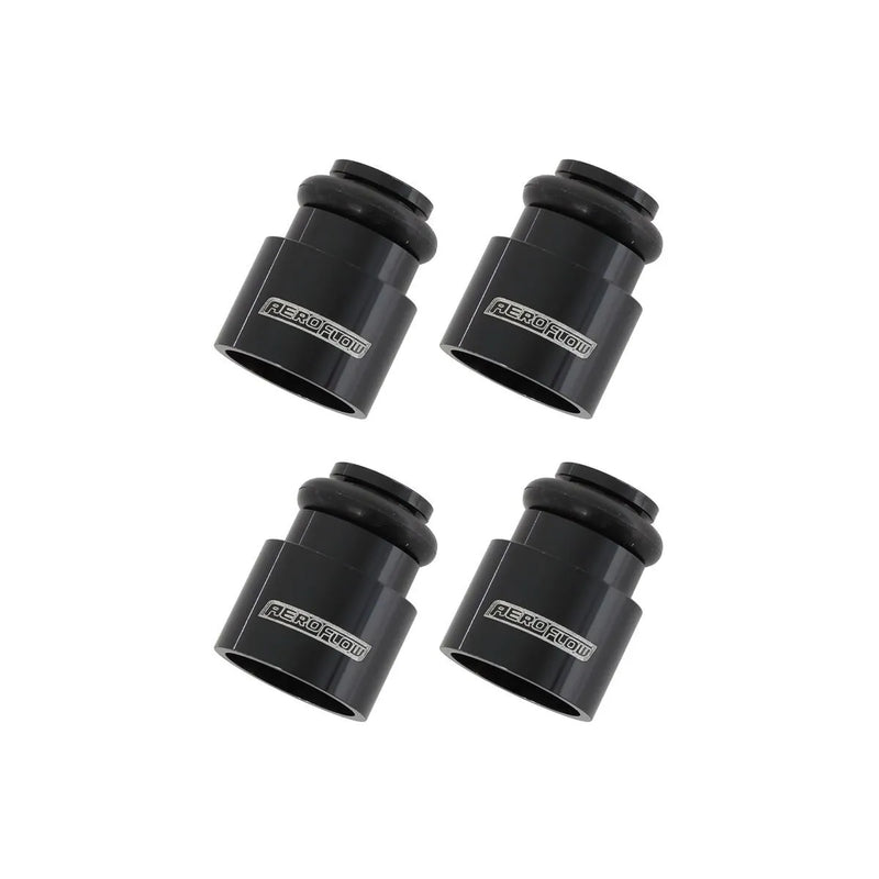 Aeroflow Injector Adapter Short Suit 14mm Fuel Rail - Black - 4 Pack