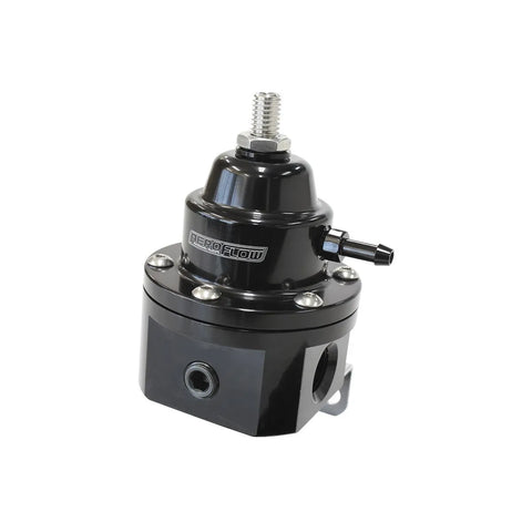 Aeroflow 2-Port 1200hp Fuel Pressure Regulator 30-120 PSI Adjustable - Black
