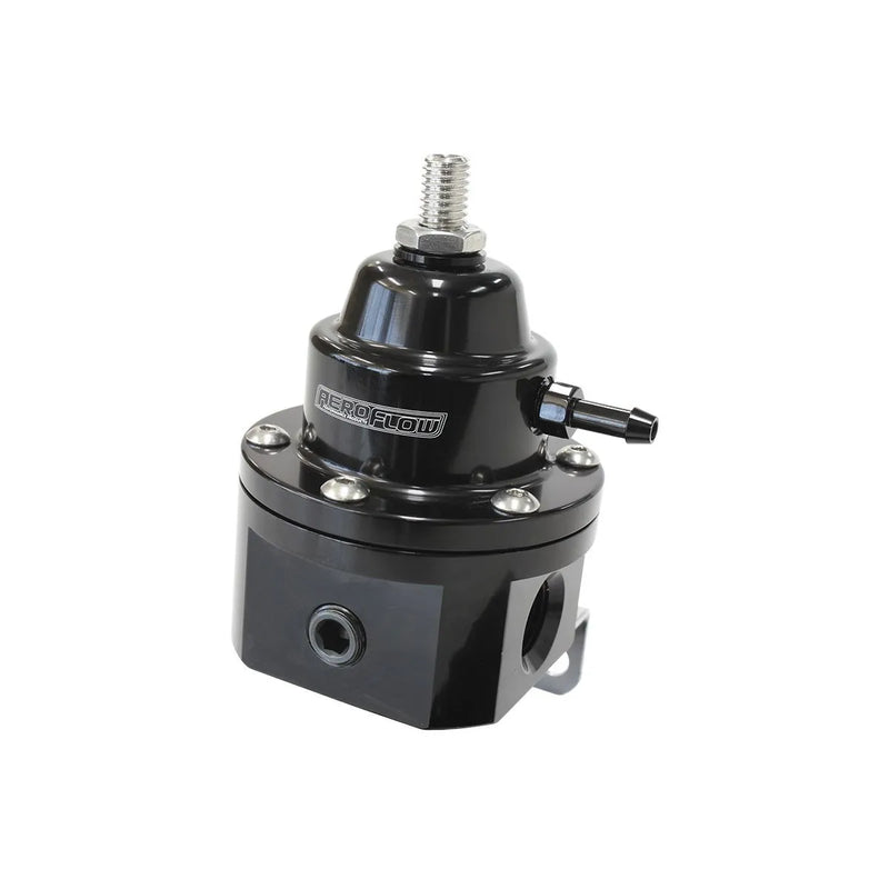 Aeroflow 2-Port 1200hp Fuel Pressure Regulator 30-120 PSI Adjustable - Black