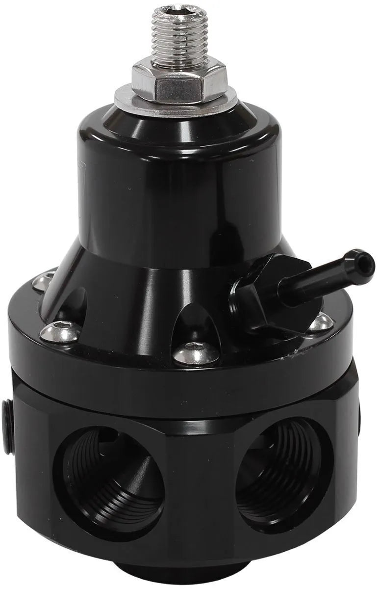 Aeroflow 4-Port 2000hp Billet Fuel Pressure Regulator 35-85psi Adjustable - Black