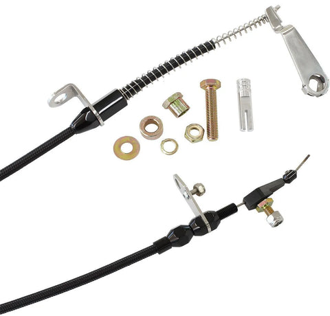 Aeroflow Kickdown Cable with Black Stainless Steel Cover & Black Ends (Ford AOD)