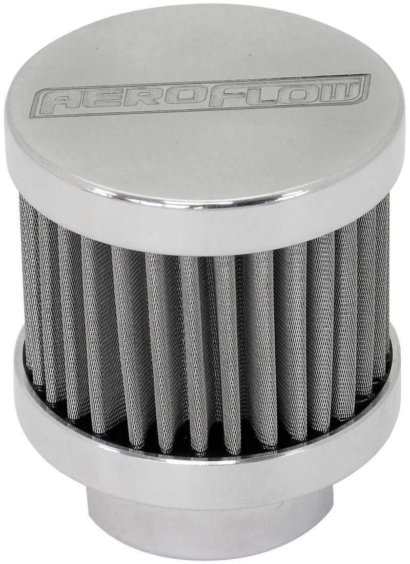 Aeroflow AF77-2004-XPX Stainless Steel Small Billet Breather with -10AN Female Thread