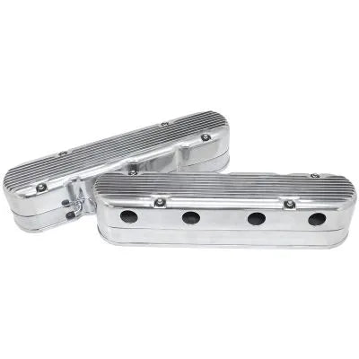Aeroflow 2 Piece Retro Finned Valve Cover Set (GM LS Series) - Polished Finish — fits Chevrolet Camaro Gen 4