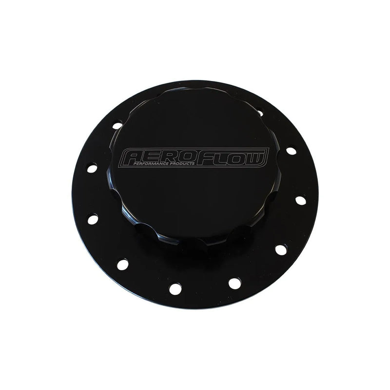 Aeroflow Screw-On Billet Fuel Cell Cap w/Bolts and Gasket - Black