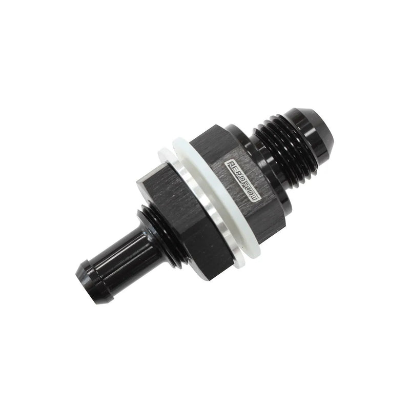 Aeroflow Fuel Cell Bulkhead Fitting -6AN to 5/16" Barb - Black