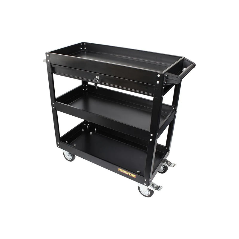 Aeroflow Workshop Trolley 3 Tier with Lockable Drawer