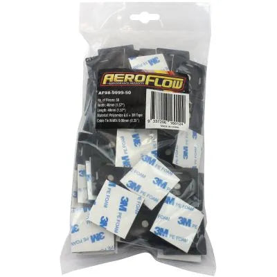 Aeroflow Cable Tie Self Adhesive Mount 40mm x 40mm - 50 Pack - Black