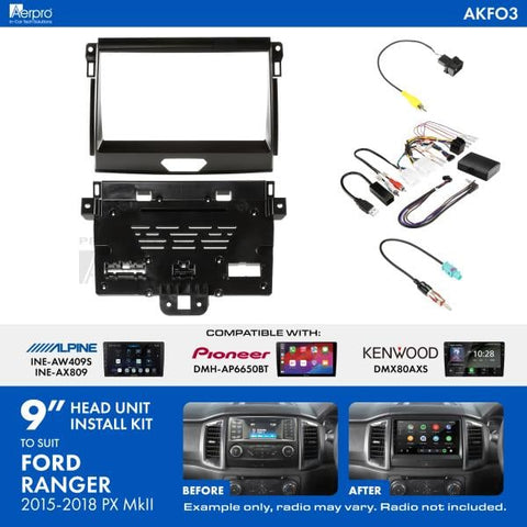 Aerpro 9 Inch Install Kit To Suit Ford Ranger 2015-2018