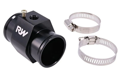 Raceworks 38mm Radiator Hose Coolant Temp Sensor Adapter 1/8" NPT - Black