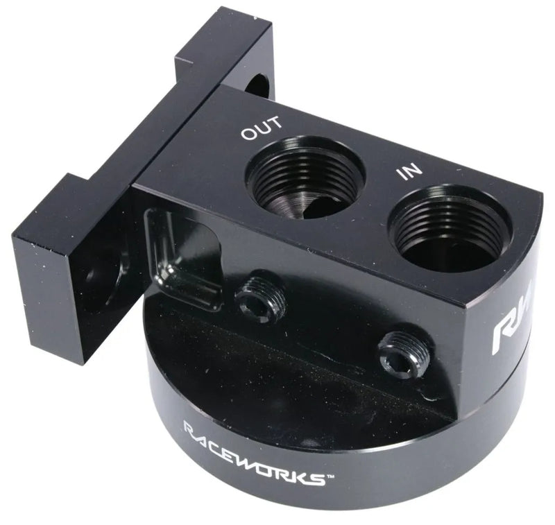 Raceworks Billet 4 Port Top Entry Remote Oil Filter Mount