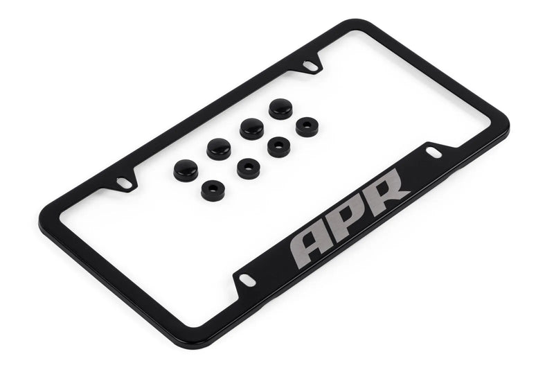 APR License Plate Frame - Thick, Black w/ Hiders license plate frames and vanity plates are the perfect addition for any tuned vehicle!