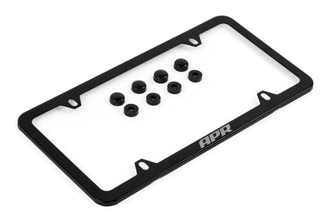 APR License Plate Frame - Slim, Black w/ Hiders license plate frames and vanity plates are the perfect addition for any tuned vehicle!