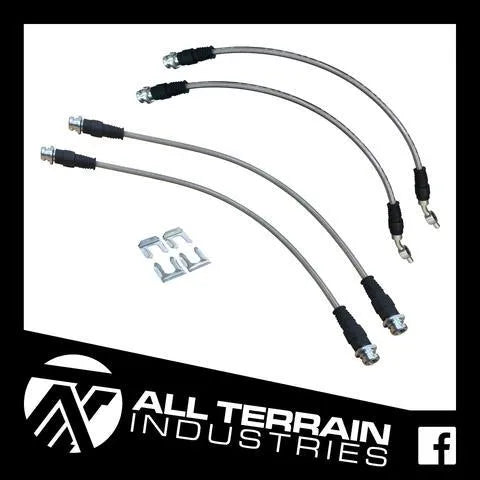All Terrain Industries Extended Braided Brake Line Kit (Navara D40 05-15) — fits Nissan Navara