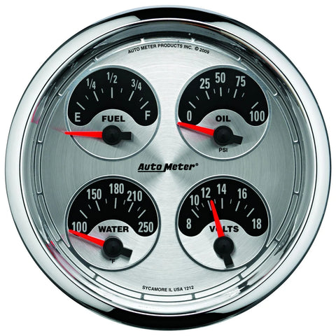 Autometer 5" Quad Gauge 100 PSI/100-250 °F/8-18V/240-33 ohm American Muscle
