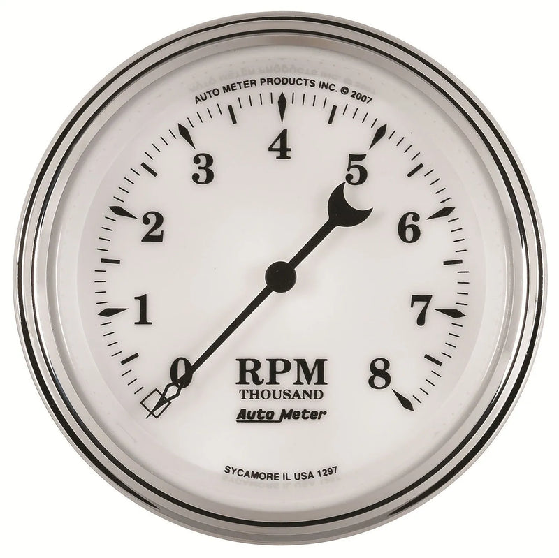 Autometer 3-3/8" In-Dash Tachometer 0-8,000 RPM Old-Tyme White II