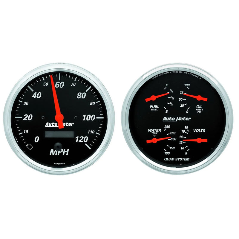 Autometer 2 Pc. Gauge Kit 5" Quad & Speedo Electric 240-33 ohm - Designer Black