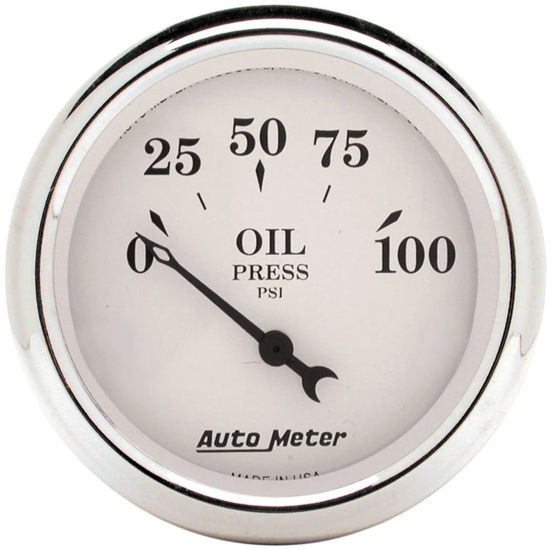 Autometer 2-1/16" Oil Pressure 0-100 PSI Air-Core Old-Tyme White