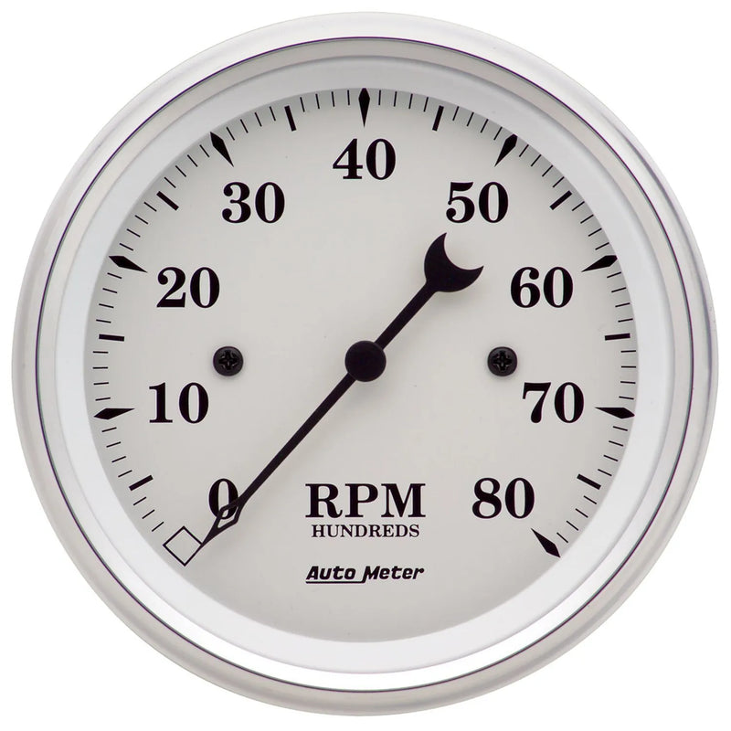 Autometer 3-3/8" In-Dash Tachometer 0-8,000 RPM Old-Tyme White
