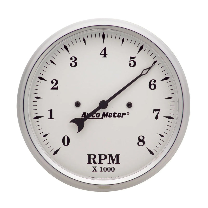 Autometer 5" In-Dash Tachometer 0-8,000 RPM Old-Tyme White