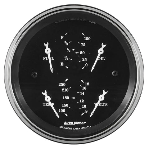 Autometer 3-3/8" Quad Gauge 240-33 ohm Old Tyme Black