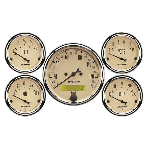 Autometer 5 pc. Gauge Kit 3-1/8" & 2-1/16" Electric Speedometer KM/H