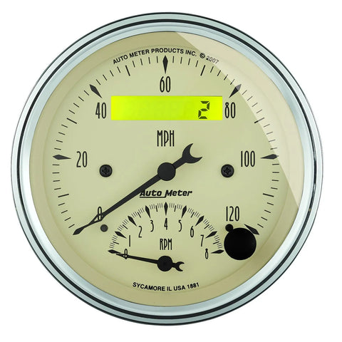 Autometer 3-3/8" Tachometer/Speedometer Combo 8K RPM/120 MPH Electric Antique Beige